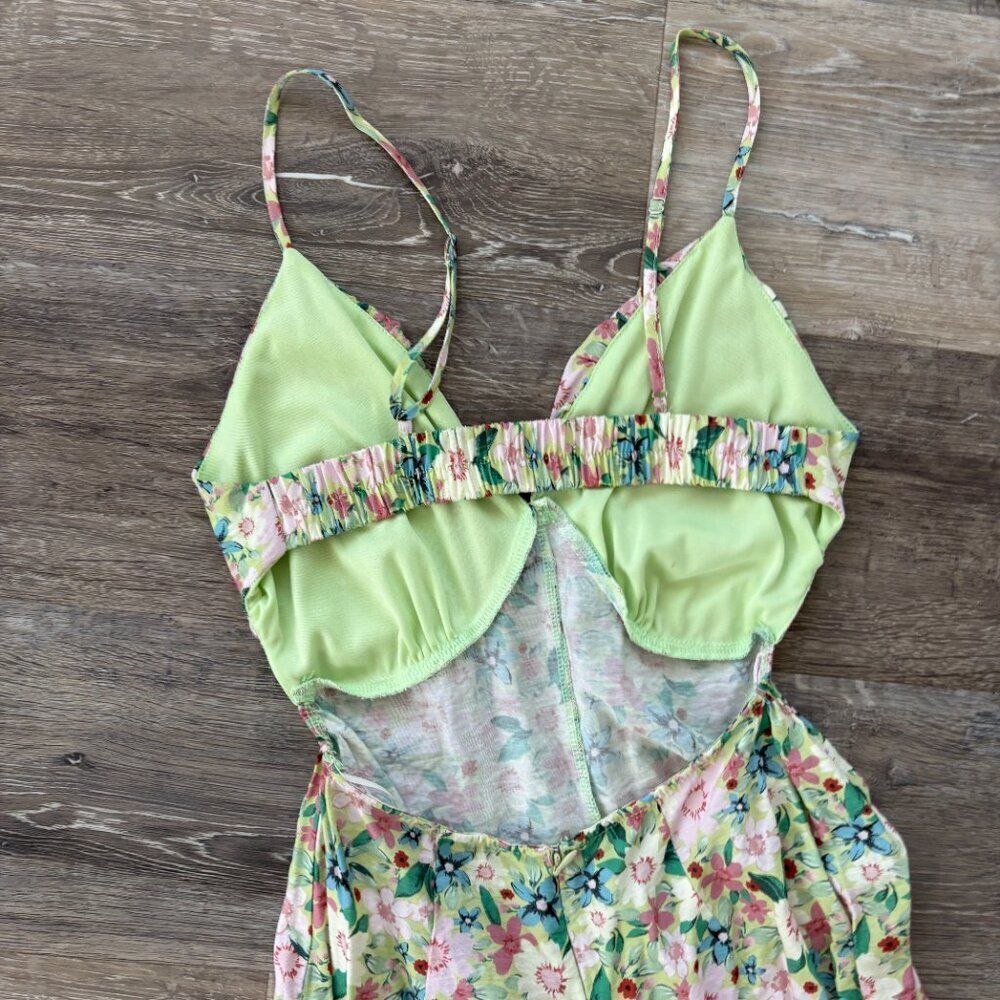 Akira Floral Wide Leg Jumpsuit Size S | Pastel Garden Print | Corset Bust - Picture 12 of 15